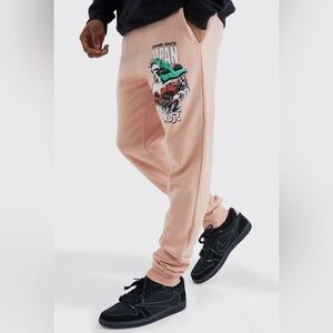Boohoo Man Japan Motorsport Graphic Sweatpants size Small